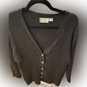 Vintage soft, ribbed black cardigan sweater SIZE SMALL